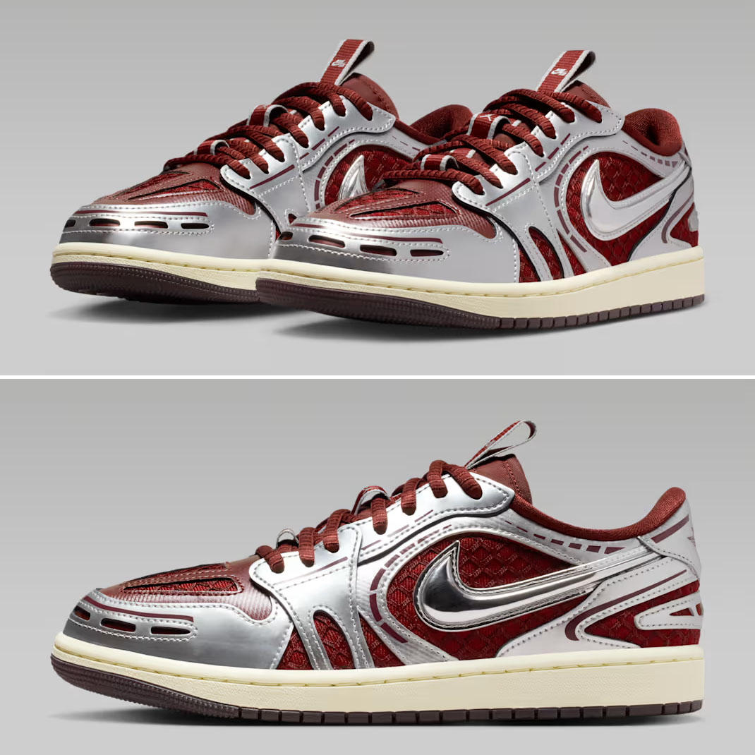 Air Jordan 1 Low Method of Make Dark Team Red Metallic Silver Womens Shoes HQ2186-600