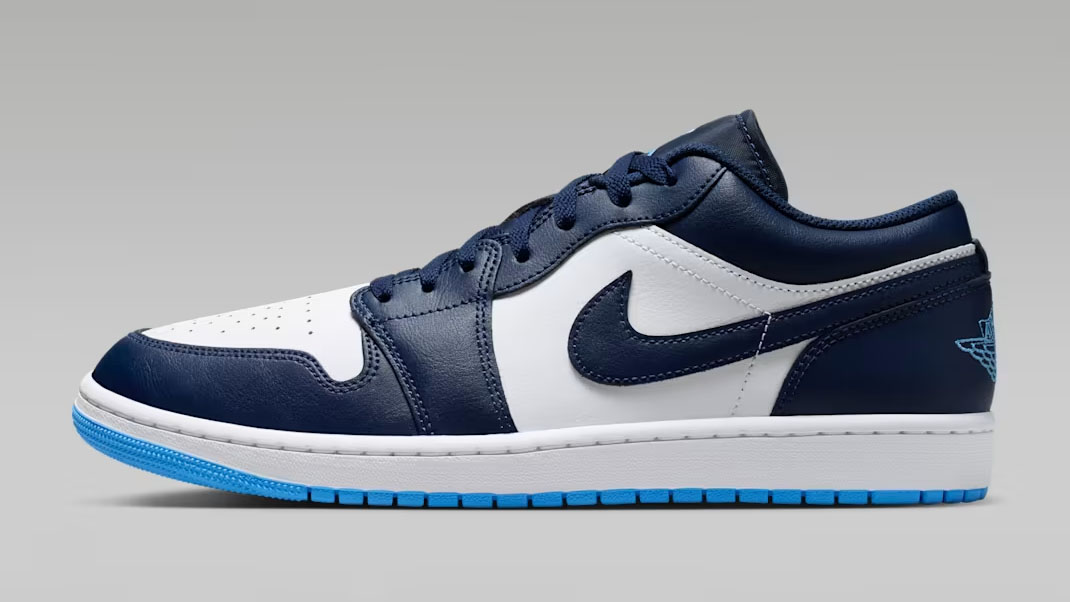 Air Jordan 1 Low Midnight Navy White University Blue Mens Sneakers 553558-404