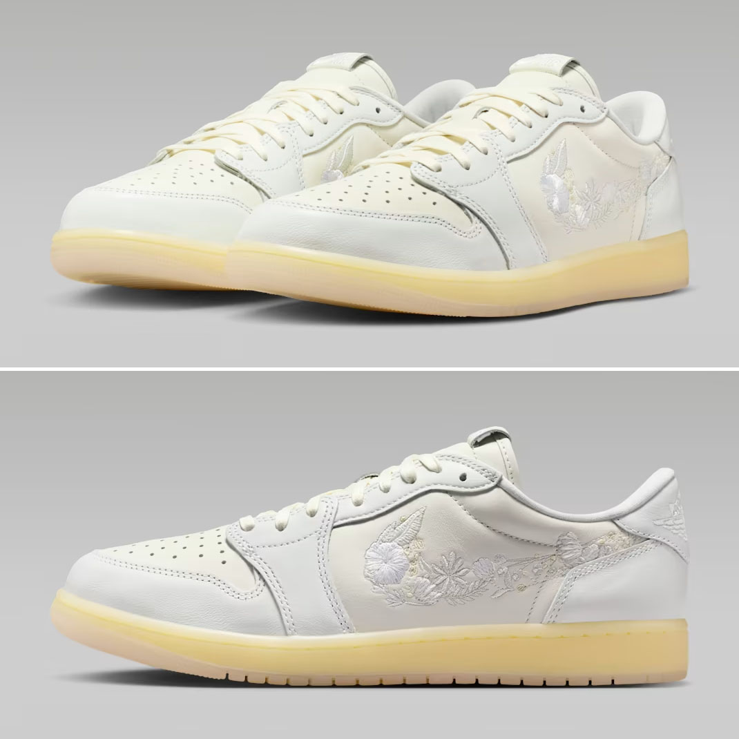 Air Jordan 1 Low OG Floral Swoosh Mens Sneakers IF4391-100