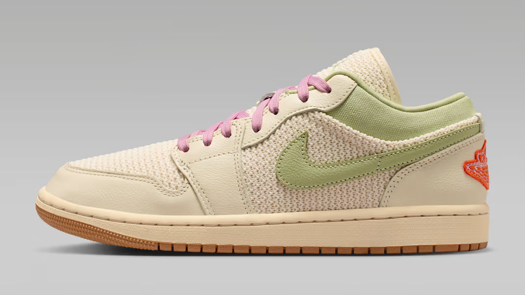 Air Jordan 1 Low SE Sail Olive Aura Pearl White Iced Carmine Womens Sneakers II0569-100