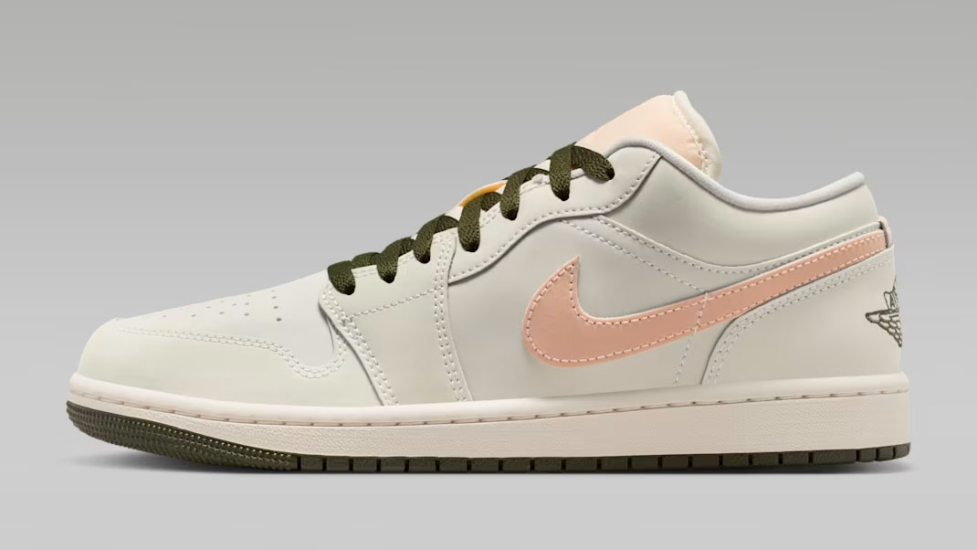 Air Jordan 1 Low Sail Crimson Tint Cargo Khaki Womens Sneakers DC0774-111