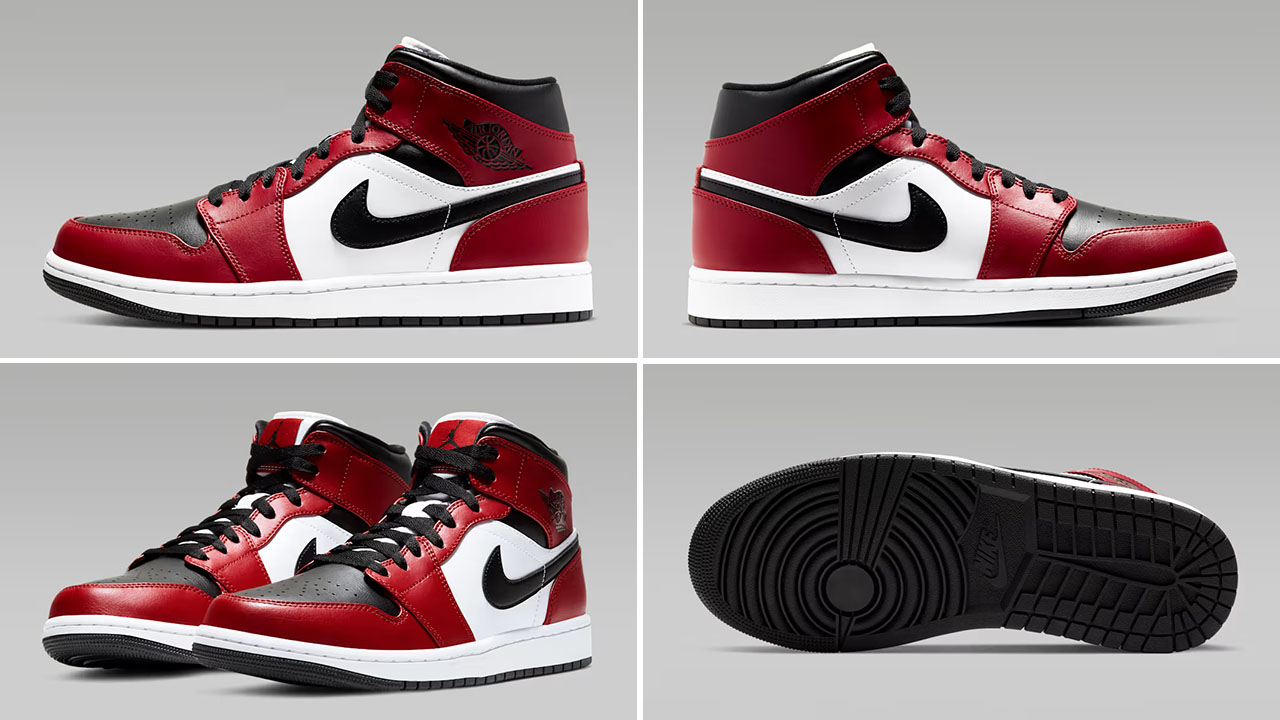 Air Jordan 1 Mid Chicago Black Toe 2026 Mens Sneakers 554724-069