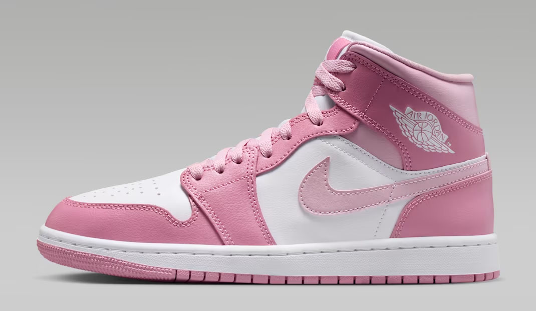 Air Jordan 1 Mid Elemental Pink Iced Carmine Coconut Milk Sail Womens Sneakers BQ6472-605
