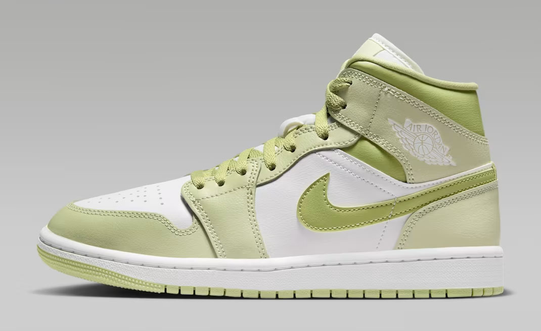 Air Jordan 1 Mid Olive Aura Lawn Coconut Milk Sail Womens Sneakers BQ6472-302