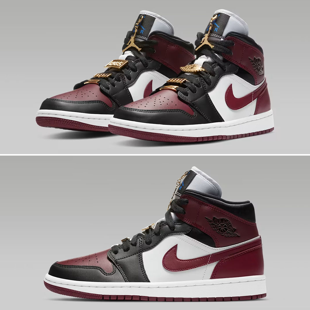 Air Jordan 1 Mid SE White Black Dark Beetroot Womens Shoes CZ4385-016