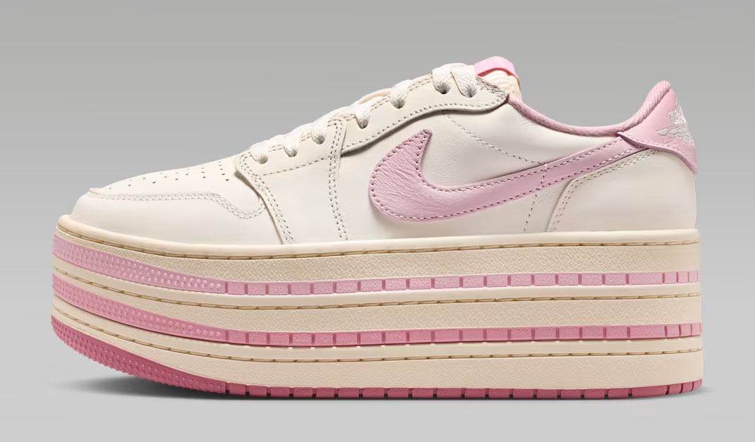 Air Jordan 1 Triple Stack Pale Ivory Muslin Iced Carmine Womens Sneakers HV8288-101