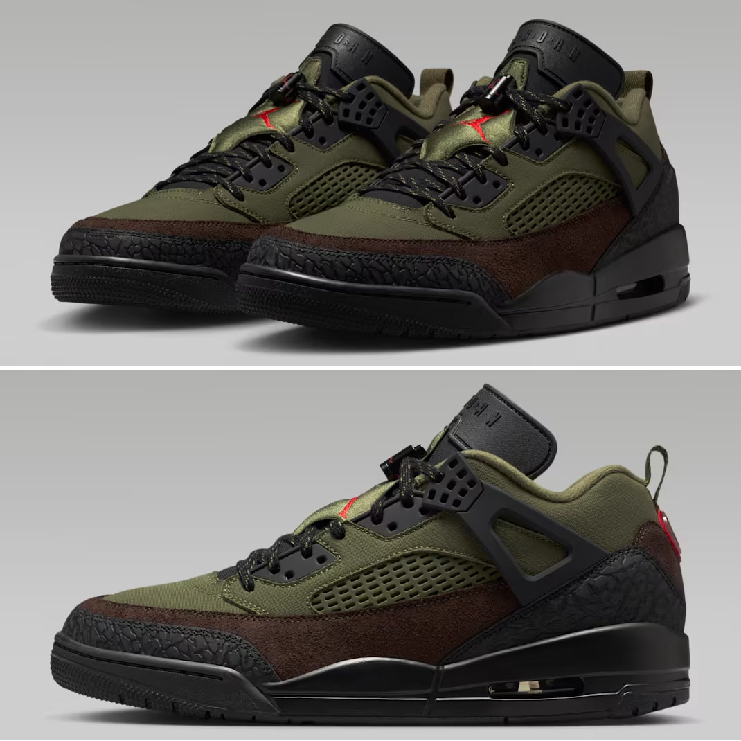 Jordan Spizike Low Beef and Broccoli Medium Olive Black Baroque Brown University Red Mens Shoes IH1782-200