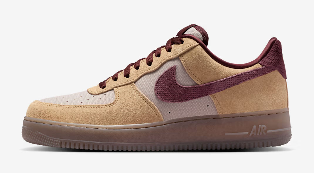 Nike Air Force 1 Low 07 Premium Linen Moon Particle Mink Brown Burgundy Crush Mens Shoes 2