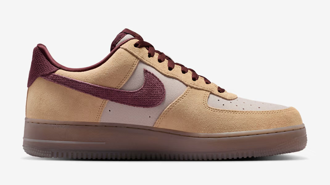 Nike Air Force 1 Low 07 Premium Linen Moon Particle Mink Brown Burgundy Crush Mens Shoes 3