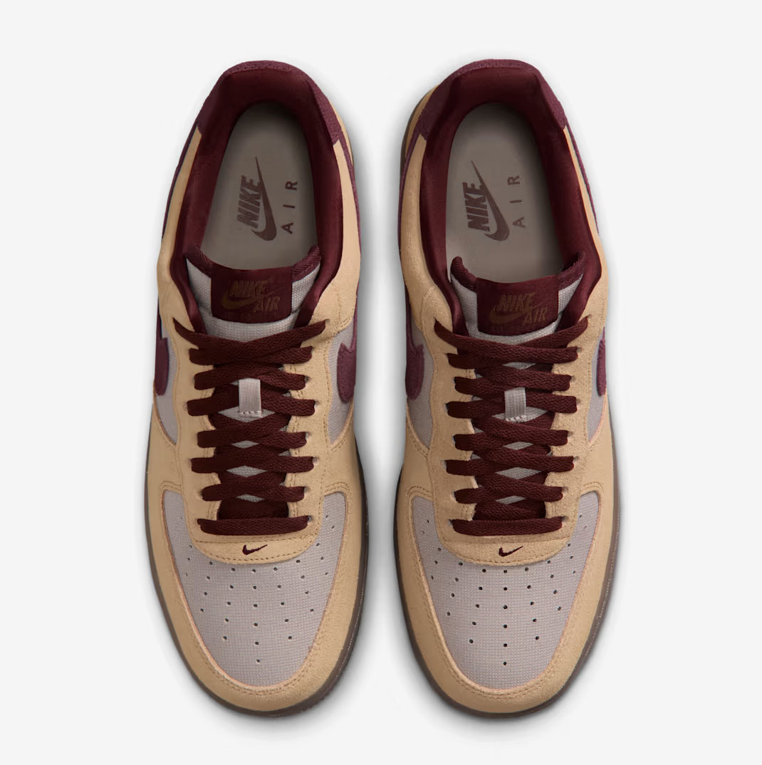 Nike Air Force 1 Low 07 Premium Linen Moon Particle Mink Brown Burgundy Crush Mens Shoes 4