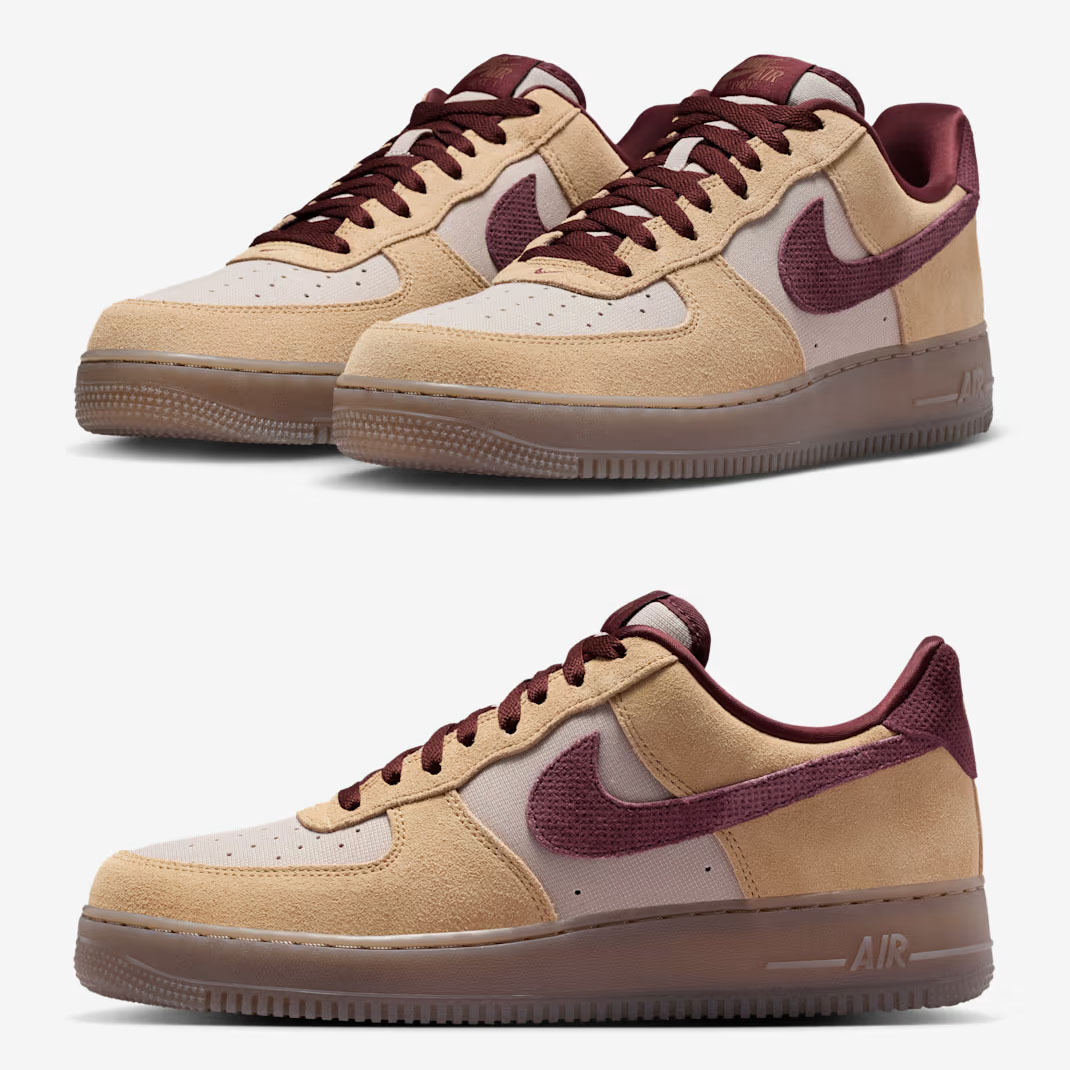 Nike Air Force 1 Low 07 Premium Linen Moon Particle Mink Brown Burgundy Crush Mens Shoes IQ3408-286
