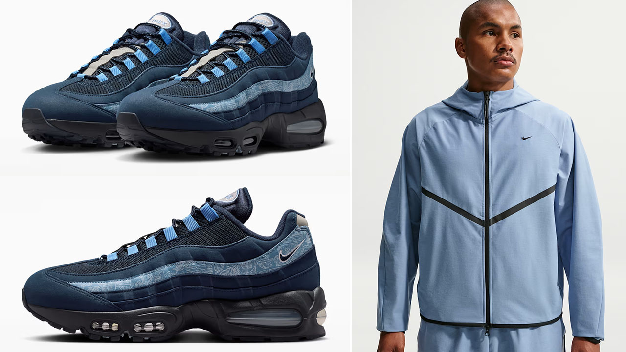 Nike Air Max 95 Work Blue outfits with matching Nike apparel