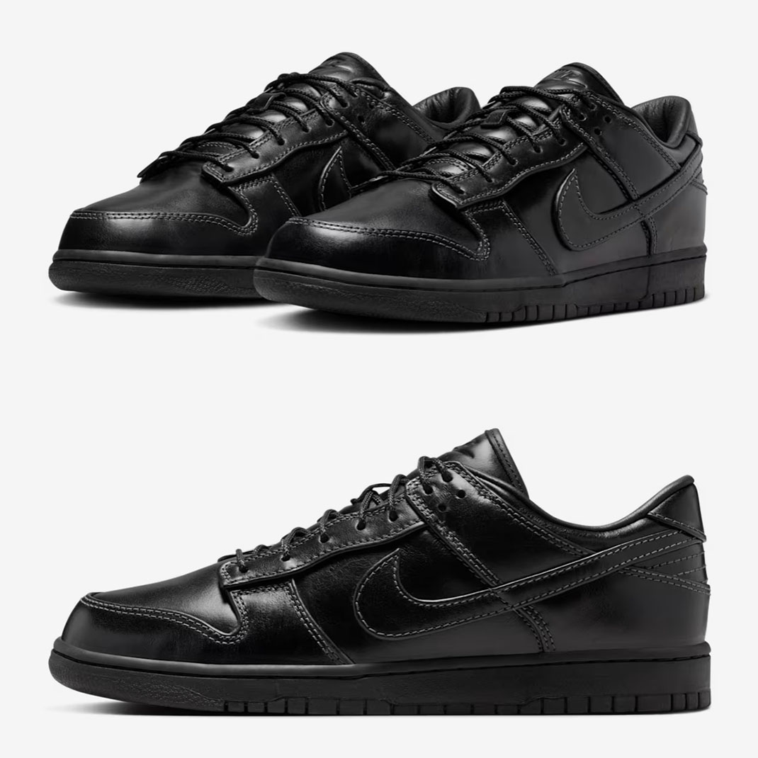 Nike Dunk Low Premium Black Leather Mens Shoes IQ3342-001