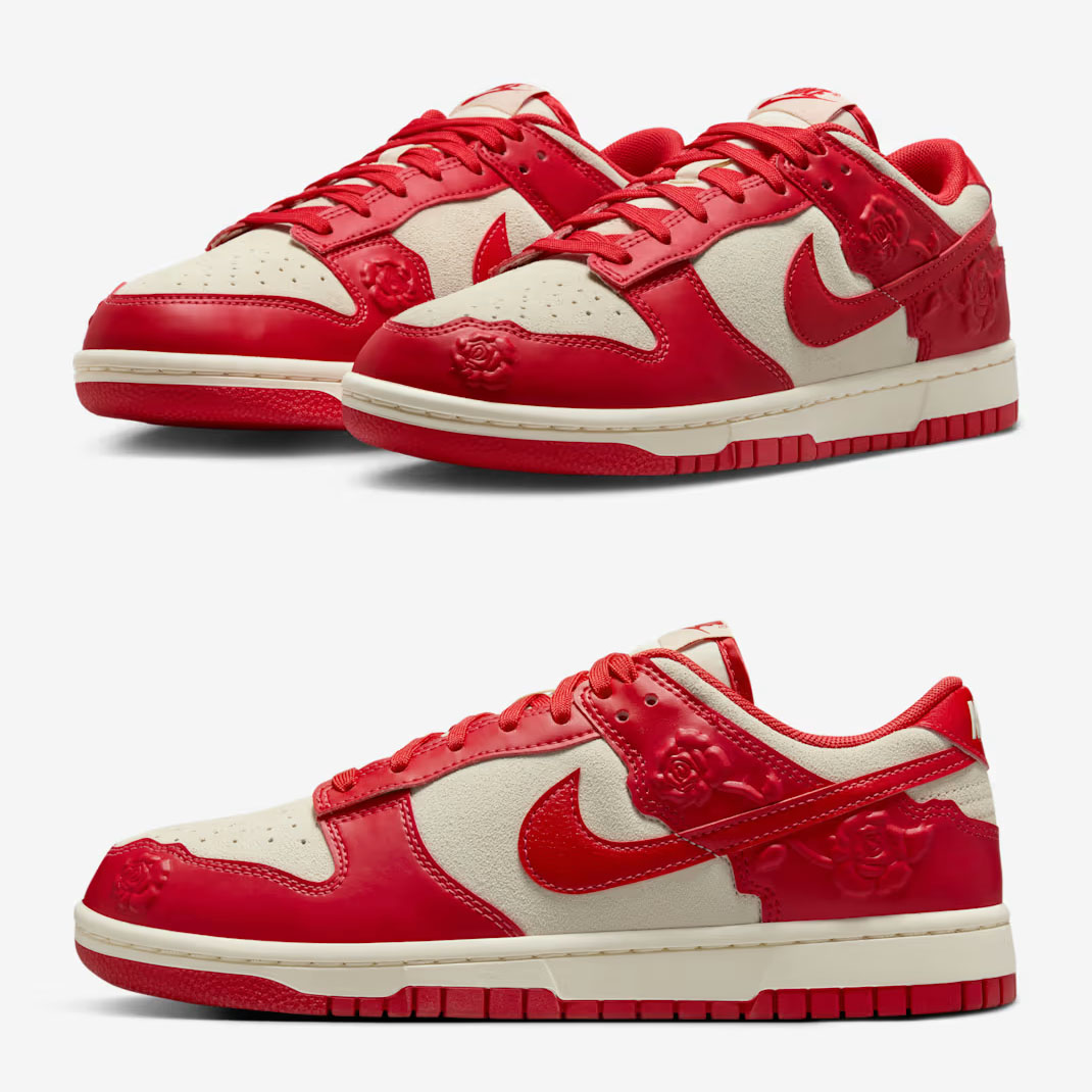 Nike Dunk Low Roses Coconut Milk University Red Womens Shoes HF1986-100