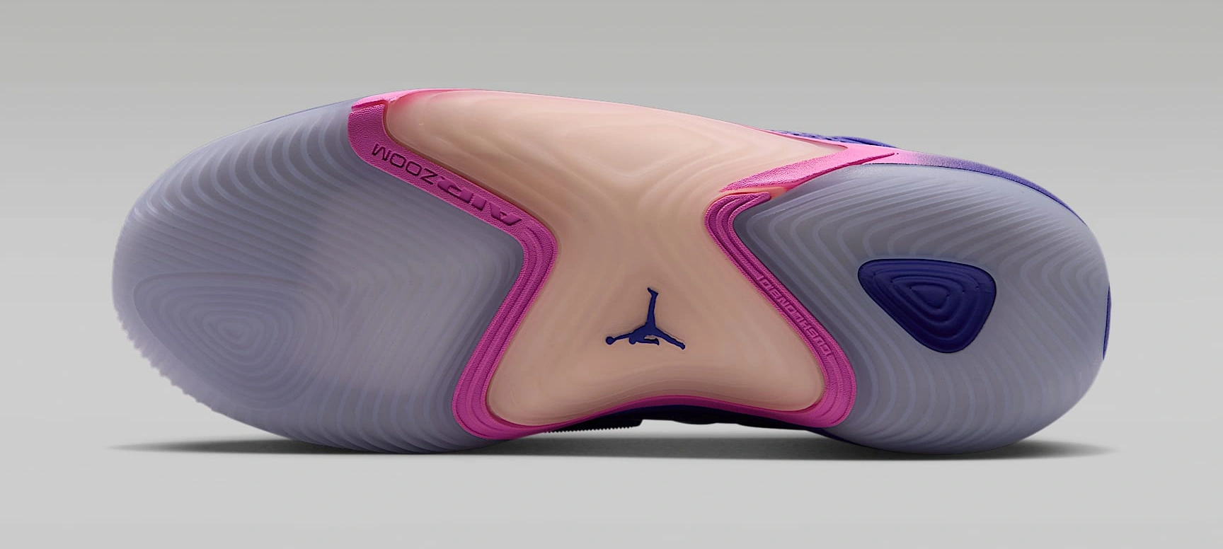 Jordan Tatum 5 Sunrise — Outsole View in Bright Concord Urban Lilac China Rose Bright Mango