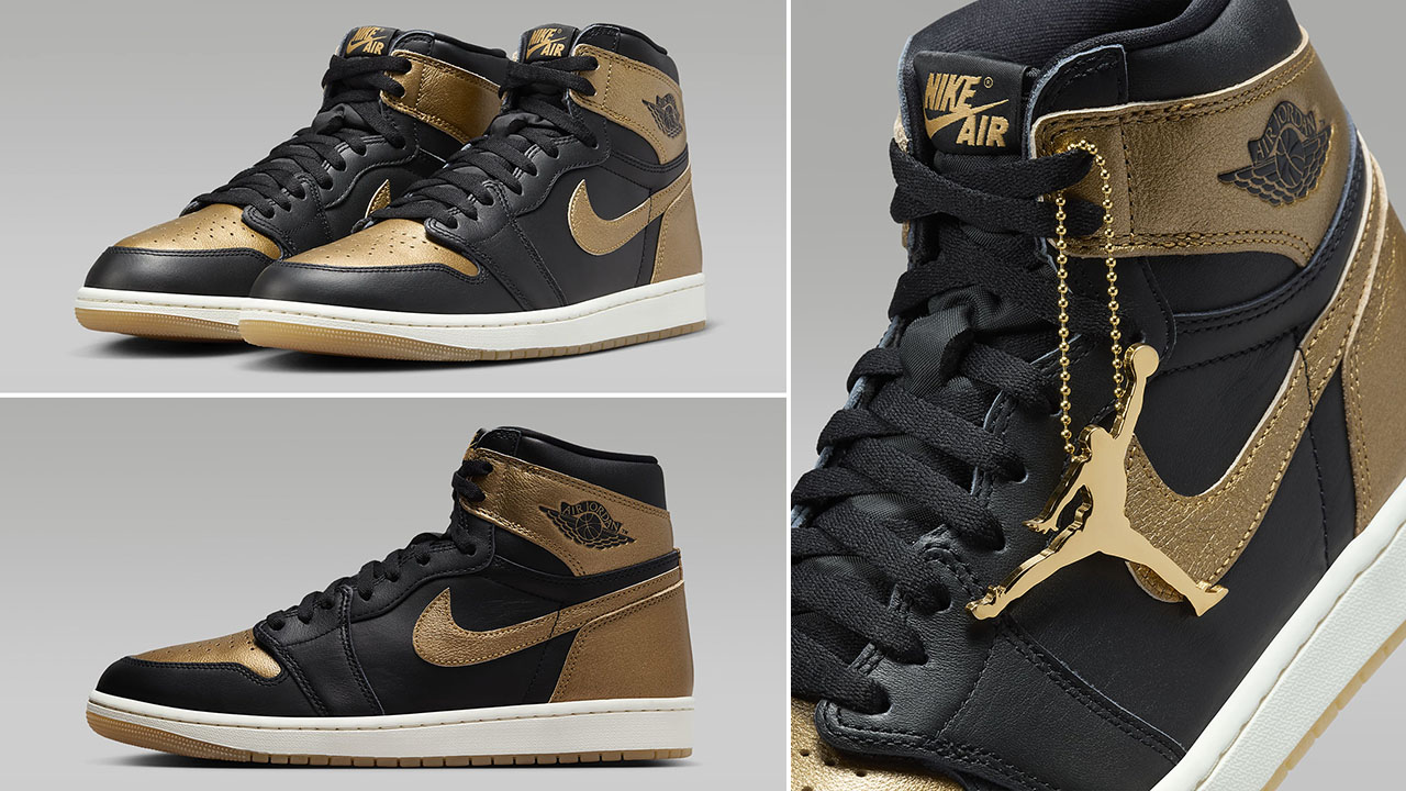 Air Jordan 1 High OG Black Metallic Gold Sneakers