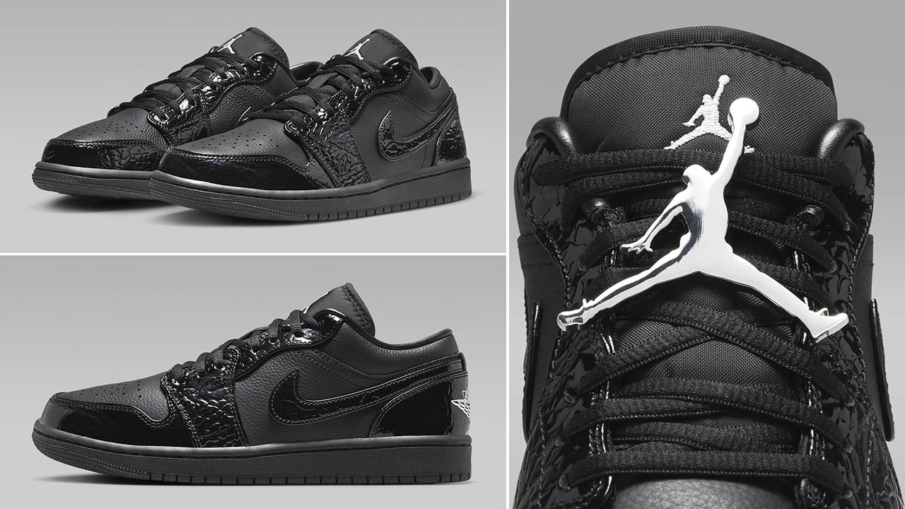 Air Jordan 1 Low SE Black Metallic Silver Sneakers