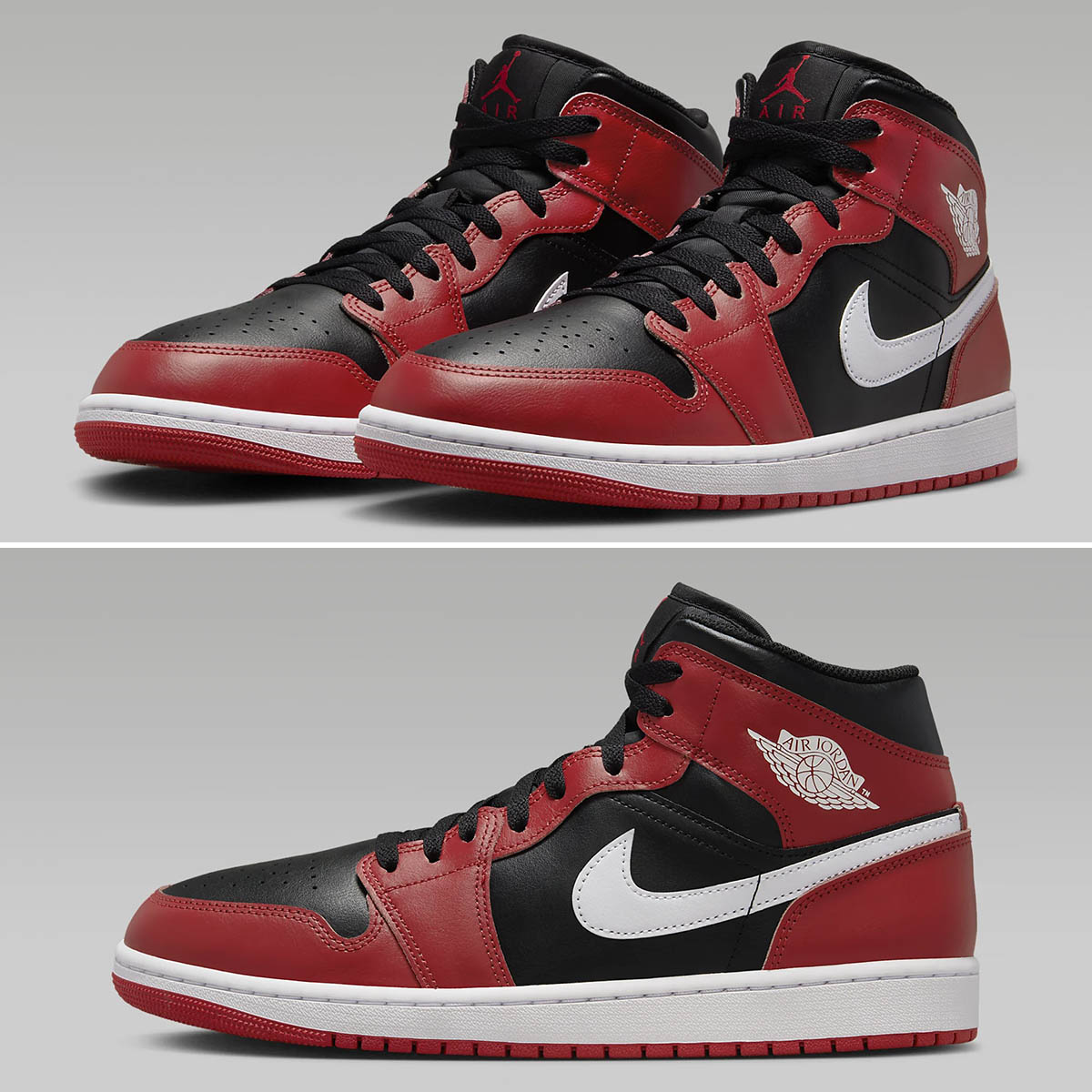 Air Jordan 1 Mid Black Gym Red White Shoes