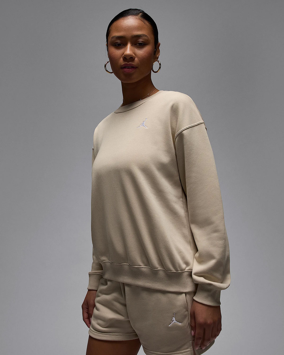 Jordan Brooklyn Fleece Womens Crew Neck Sweatshirt Rattan