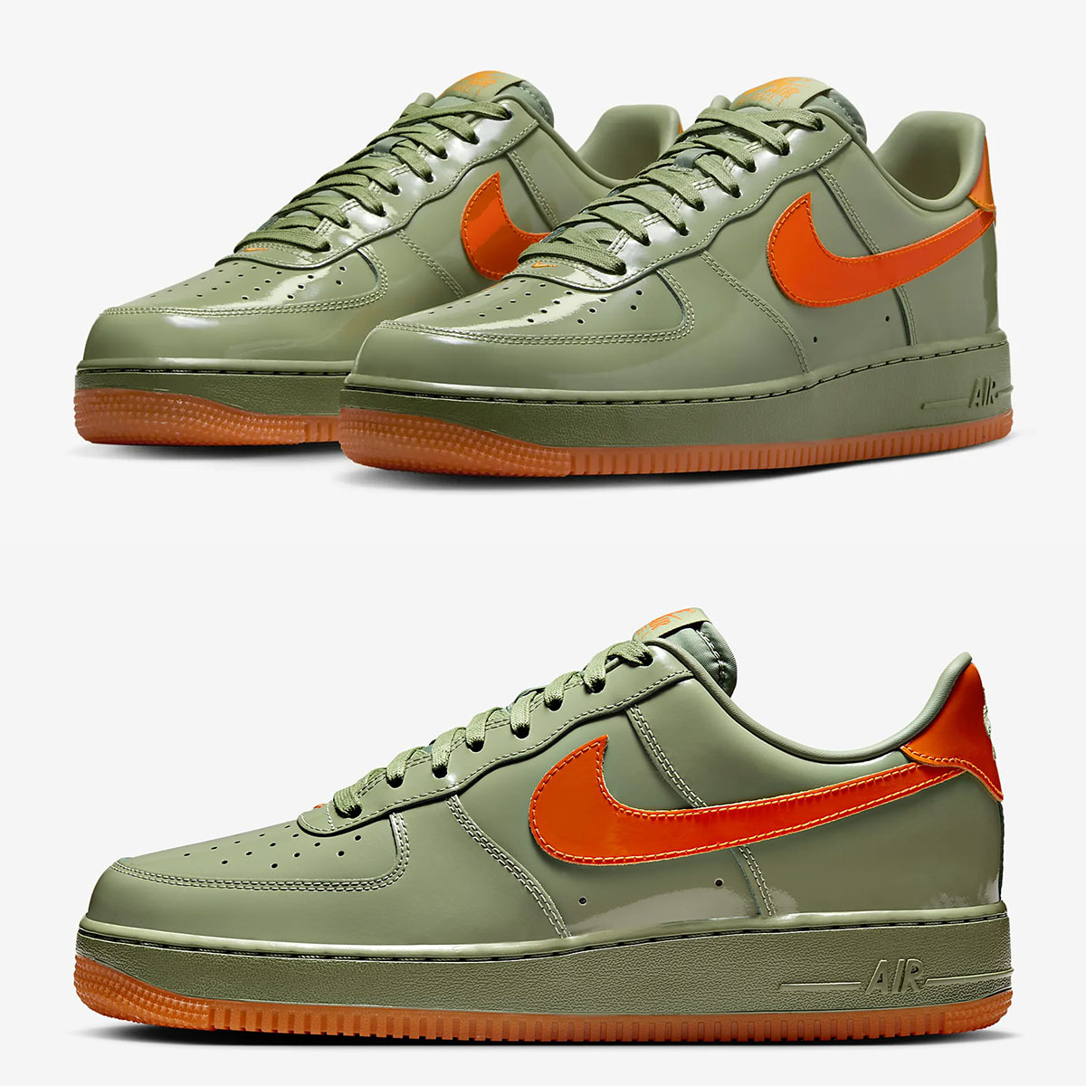 NIke Air Force 1 Low Oil Green Safety Orange Shoes