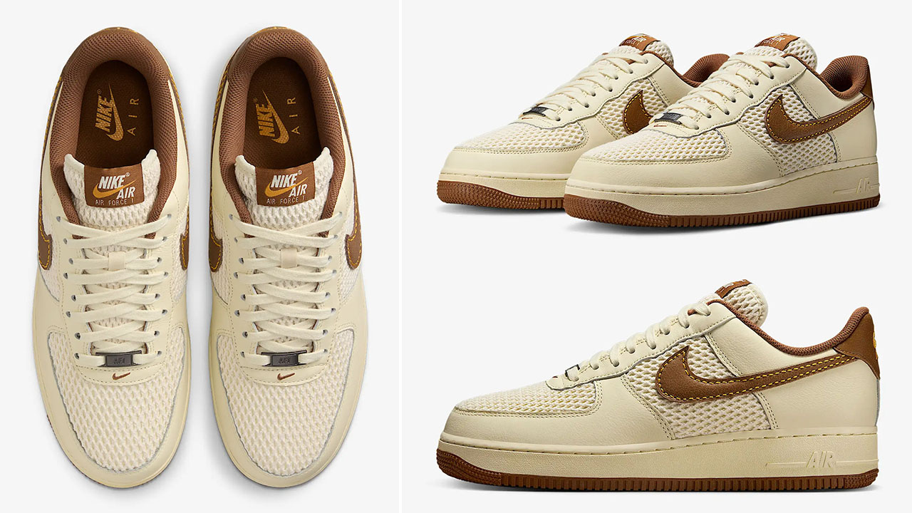 Nike Air Force 1 Low 07 LV8 Coconut Milk Canyon Gold Light British Tan Mens Shoes IB7719-113 Sneaker Release Date Info