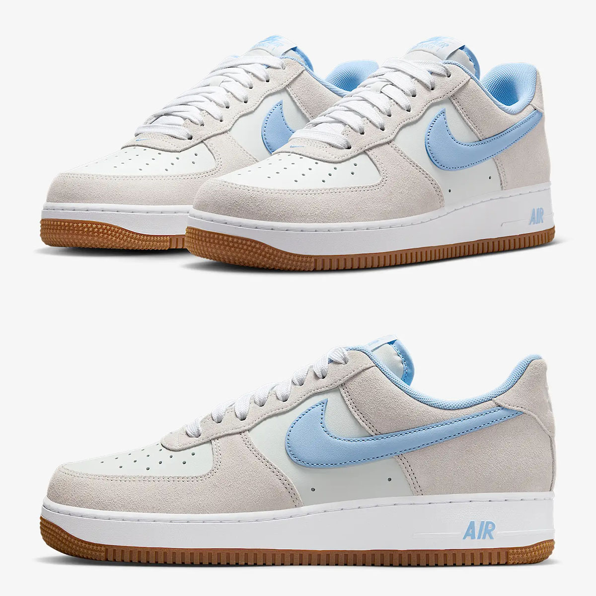 Nike Air Force 1 Low 07 LV8 Photon Dust White Gum Medium Brown Psychic Blue Mens Shoes Sneakers IB6388-002