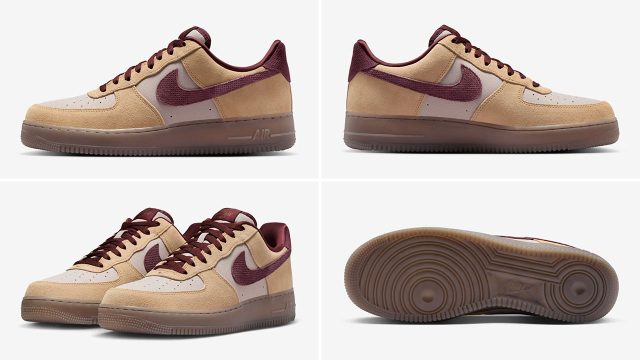 Nike Air Force 1 Low 07 Premium Linen Moon Particle Mink Brown Burgundy Crush Mens Sneakers IQ3408-286