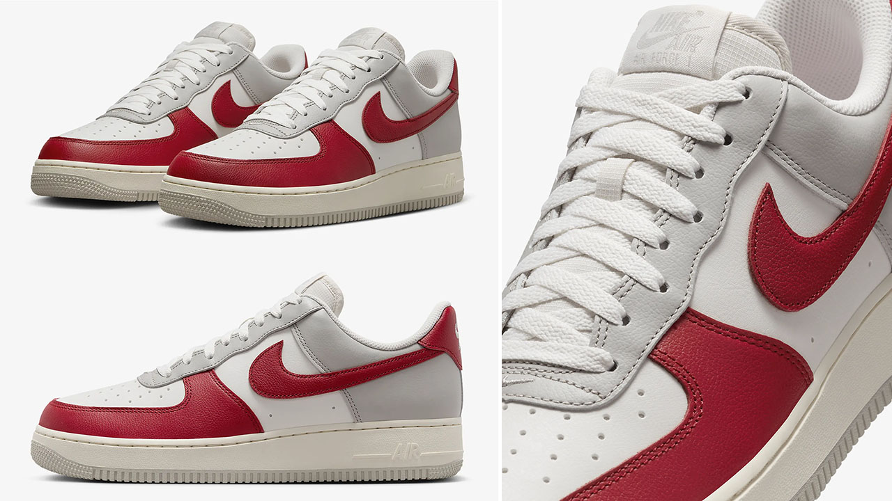 Nike Air Force 1 Low Light Iron Ore Phantom Gym Red Sneakers