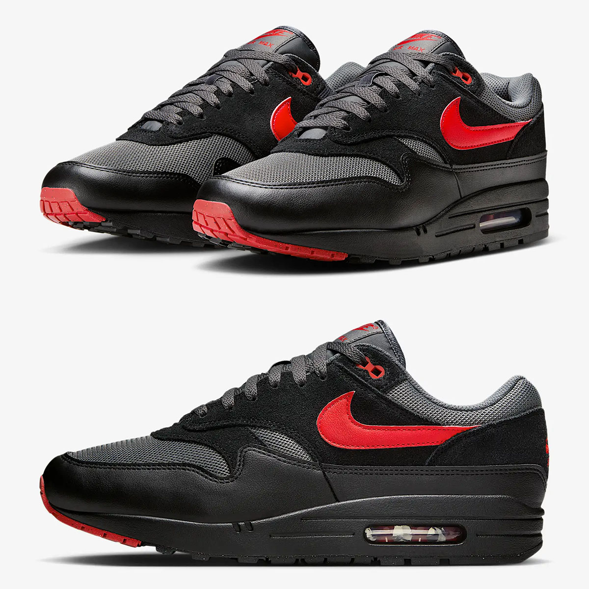 Nike Air Max 1 Black Iron Grey University Red Mens Shoes