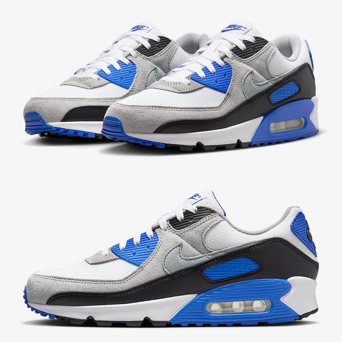 Nike-Air-Max-90-White-Light-Smoke-Grey-Royal-Blue-Mens-Shoes