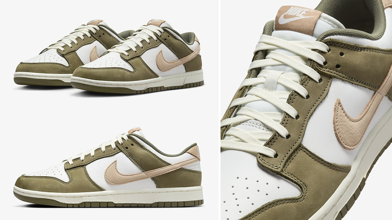 Nike-Dunk-Low-Medium-Olive-Summit-White-Hemp-Sneakers