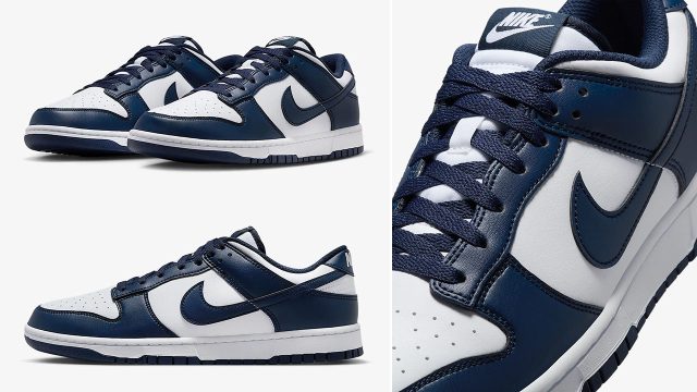 Nike Dunk Low White Midnight Navy Mens Sneakers