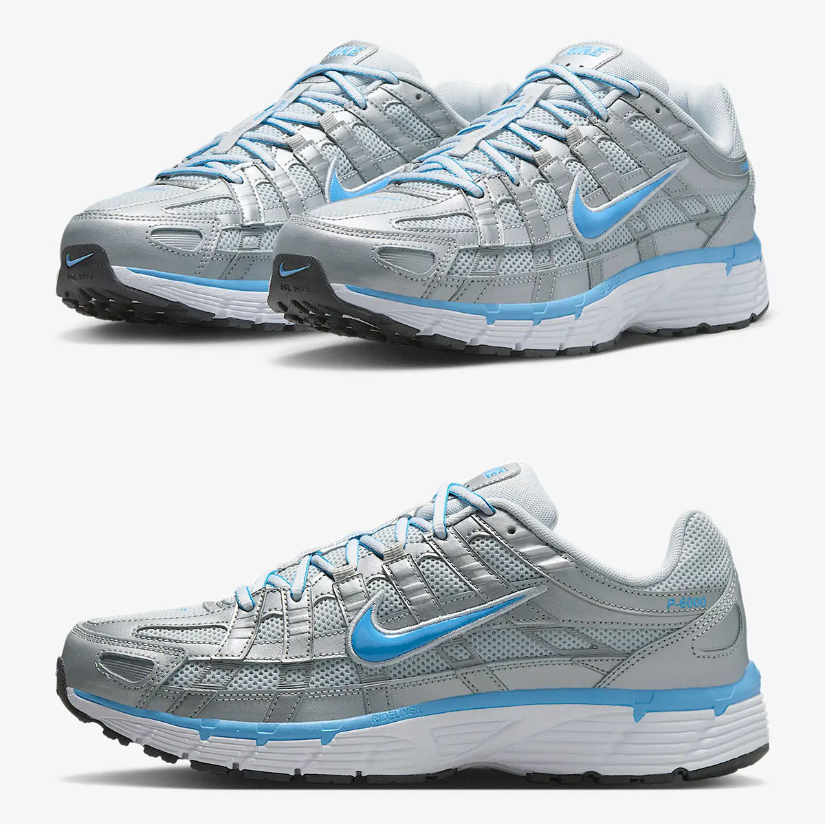 Nike P6000 Metallic Platinum Pure Platinum Metallic Silver University Blue Mens Shoes Sneakers CD6404-025